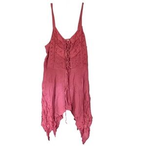 🌵Earthbound Trading Co. Dusty Rose Pink Fairy Whimsical Tank Dress XXL🌵